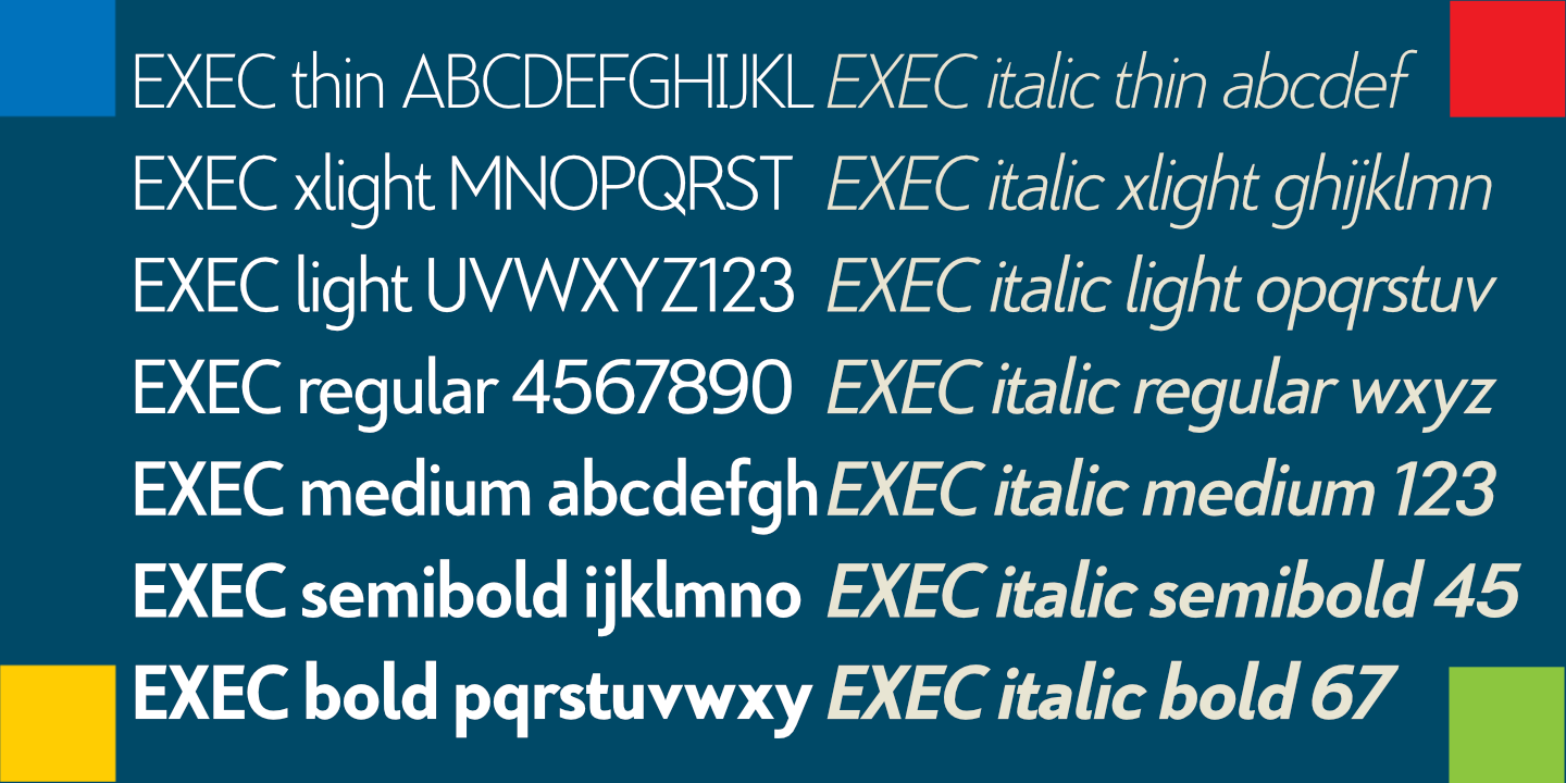 Пример шрифта Exec Extra light